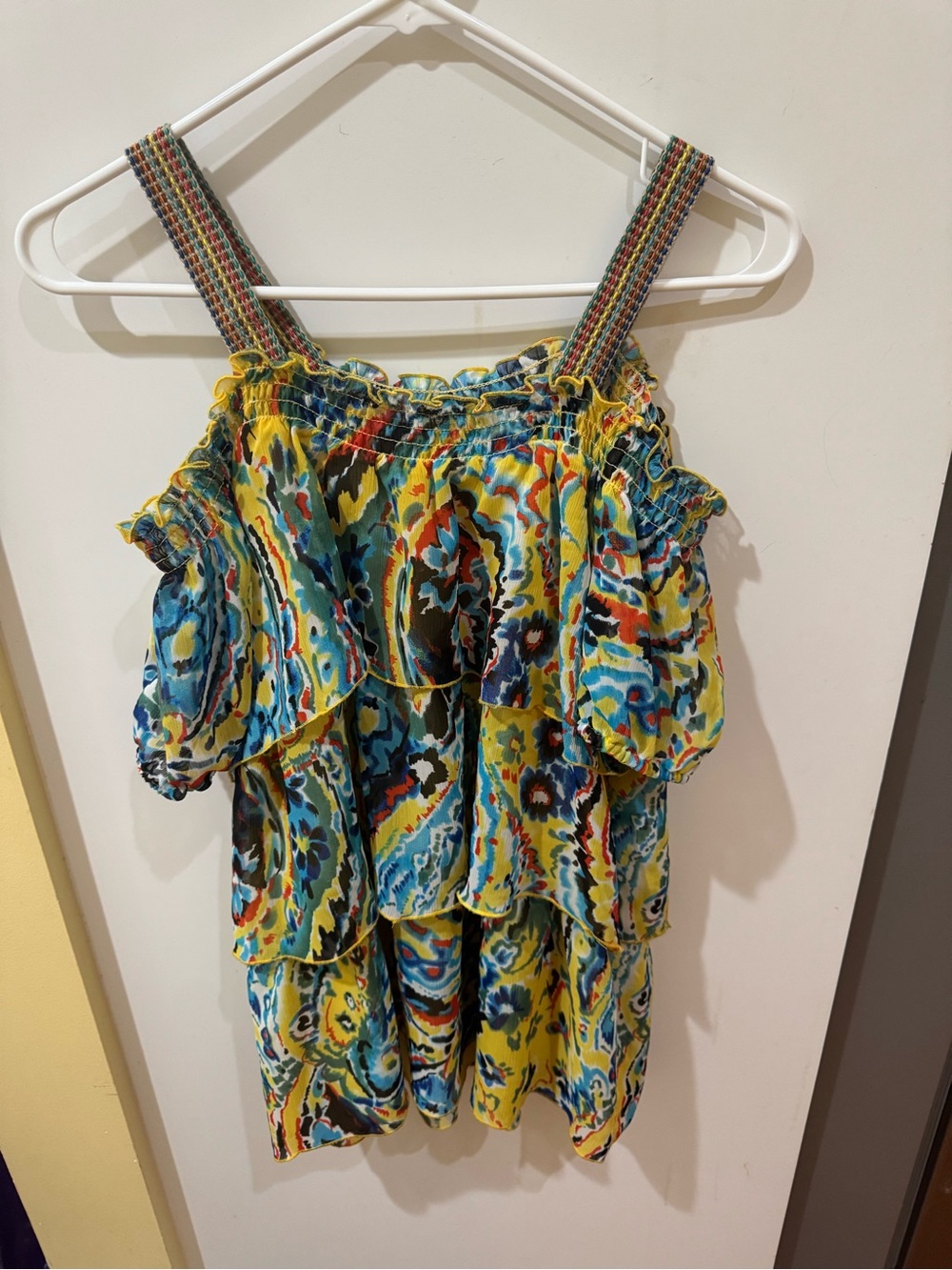 My Collection Boho Colorful Ruffled Top